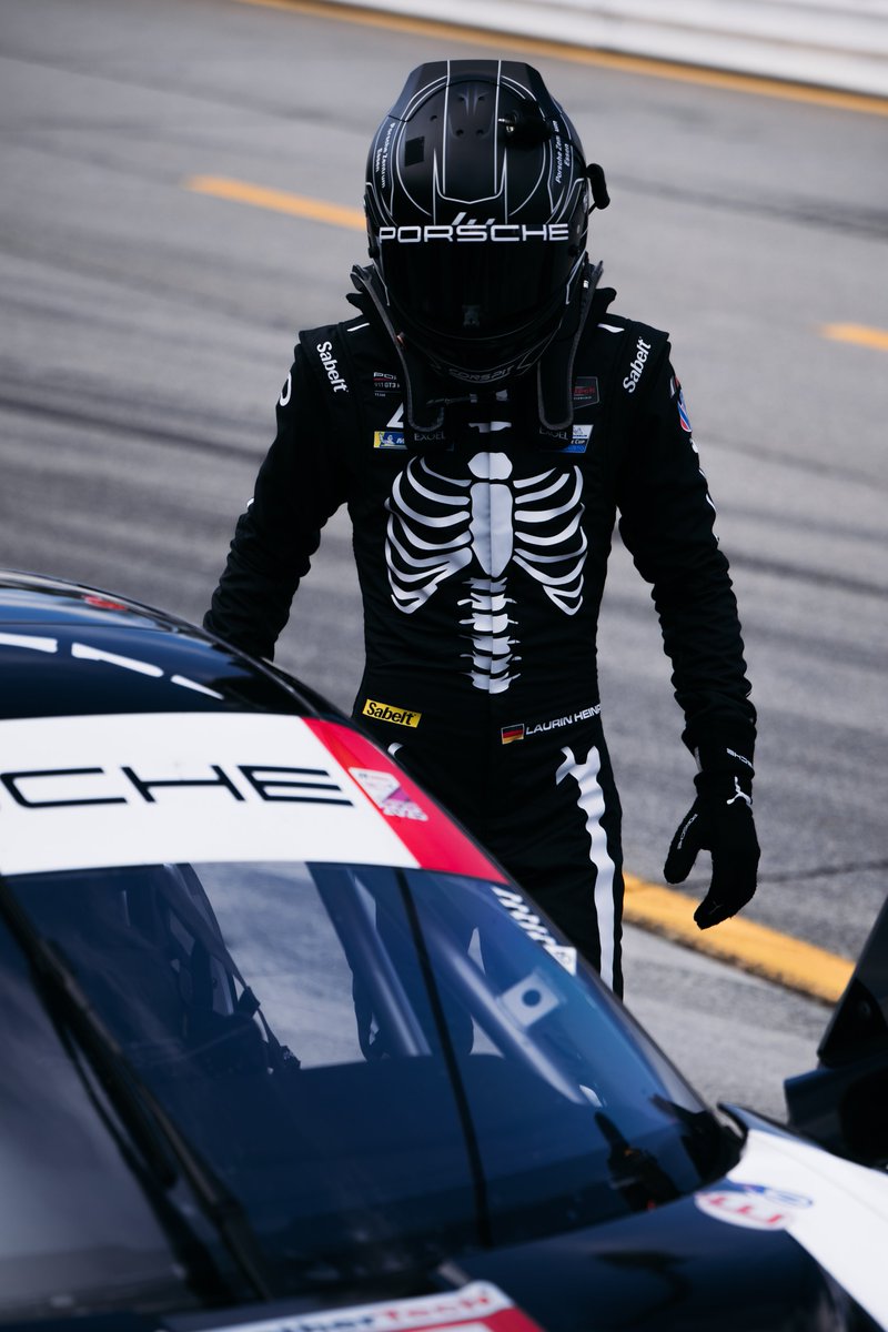 AORacingUSA's tweet image. It's not just the crew, cars, and mascots! The drivers are wearing special Skeleton suits for today's Petit Le Mans as well! Tune in live on Peacock, starting at 12PM ET!