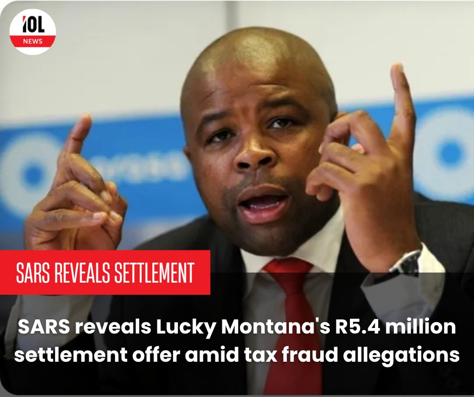 IOL's tweet image. The South African Revenue Service (SARS) has revealed that former Prasa CEO and Member of Parliament Lucky Montana offered R5.4 million as a settlement towards his outstanding tax debt of over R55 million.
#news #SouthAfricanRevenueService #LuckyMontana #settlement #tax #debt…