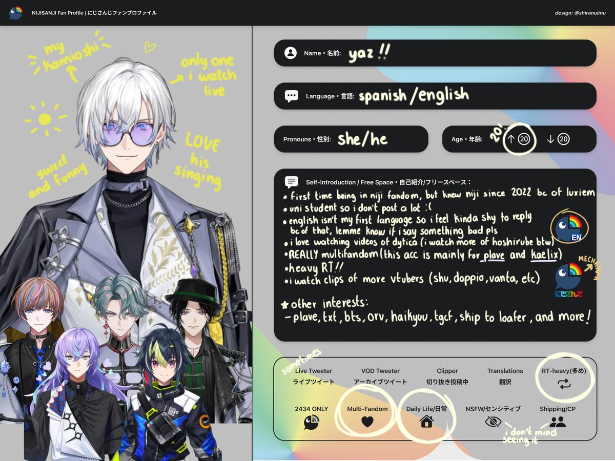 plv1341's tweet image. hiii guboding, i made a new #nijiintro bc i wanna have more niji moots, and tmi but when i was doing this a cockroach flew to my head 😔 #nijitwt 
- basic dni criteria &amp;amp; dni if you&apos;re -18 !!