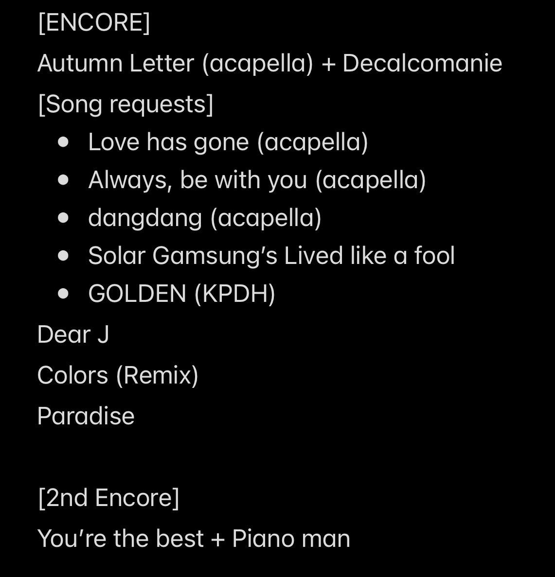 JerryHeaven95's tweet image. SOLAR SOLARIS SEOUL 251011 SETLIST 🛸🚀

Crazy setlist, crazy mashup, crazy outfits, crazy energy, vocal + visual served 

💯/10 

#SOLAR #솔라 #마마무 #MAMAMOO
