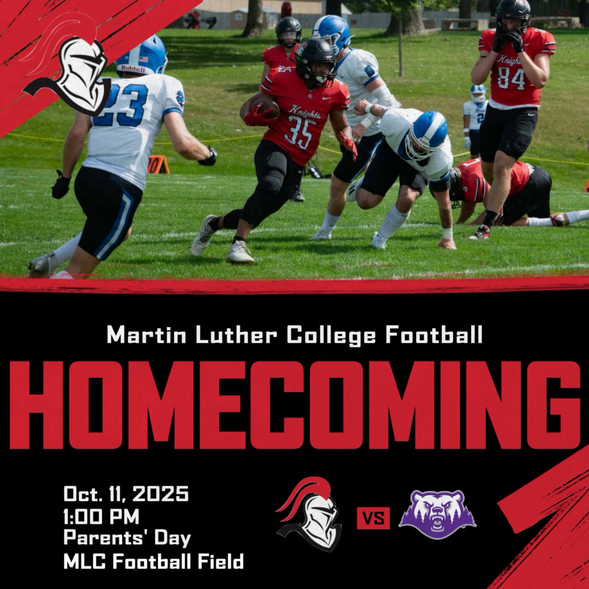 Knights kick off at 1:00 for Homecoming! Join us to cheer on our Knights and their parents.

Visit mlcknights.com to watch!

#goknights #knightsfootball #Hoco2025