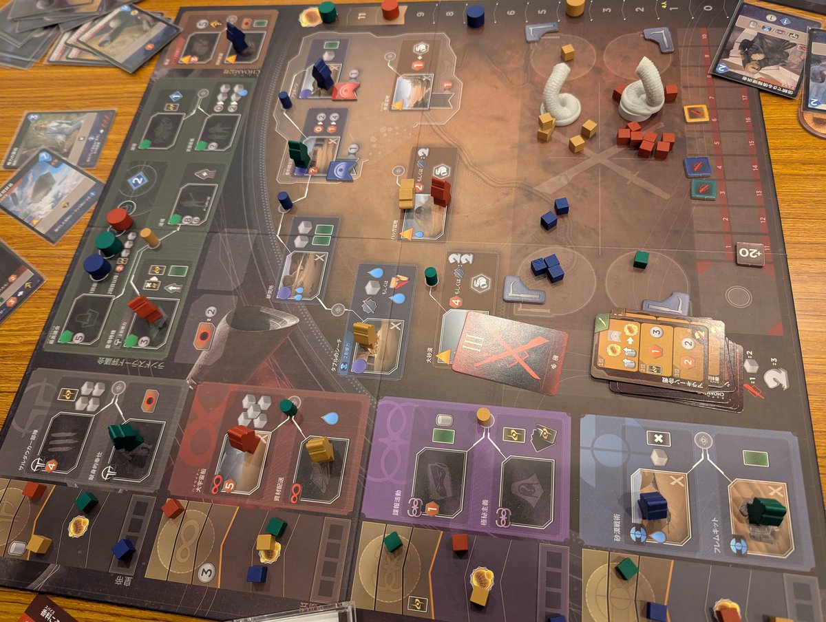 参加のボドゲ会でデューン反乱とイーオンズエンド
12点トップで終了、一度もワーム呼ばずに勝てたパターンは初めてでした
初めての方込みでしたが気に入ってもらえて嬉しい
イーオンズエンドは新たな時代初プレイでした
甲殻の女王の亜種みたいなボスでしたが負け。調整されてもやっぱり強い