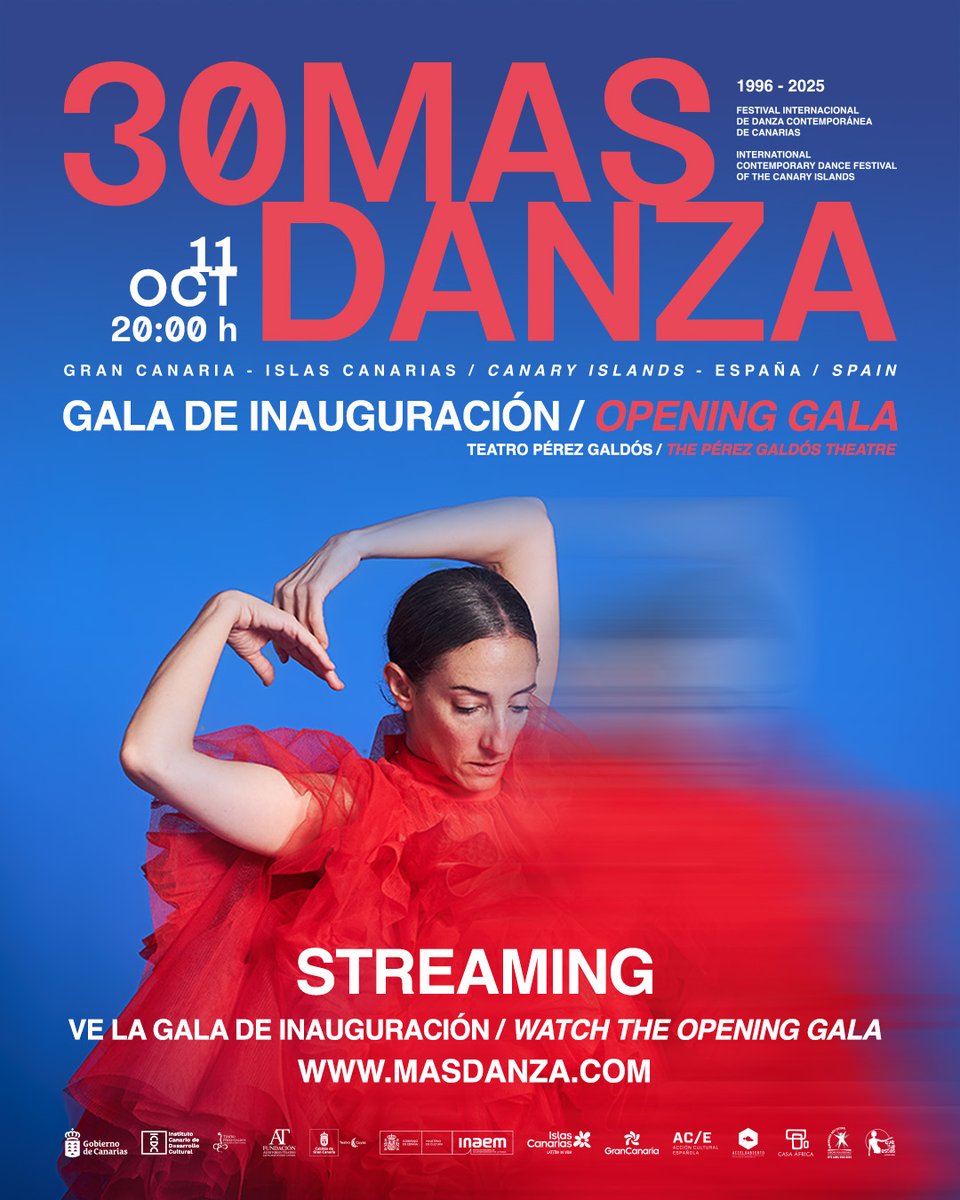 #30MASDANZA 
Únete a la celebración y disfrútala en directo desde donde quieras a través de 𝗦𝗧𝗥𝗘𝗔𝗠𝗜𝗡𝗚 en la página web de MASDANZA en / 
Join the celebration and enjoy it live from anywhere via 𝗦𝗧𝗥𝗘𝗔𝗠𝗜𝗡𝗚 on the MASDANZA website at:
masdanza.com