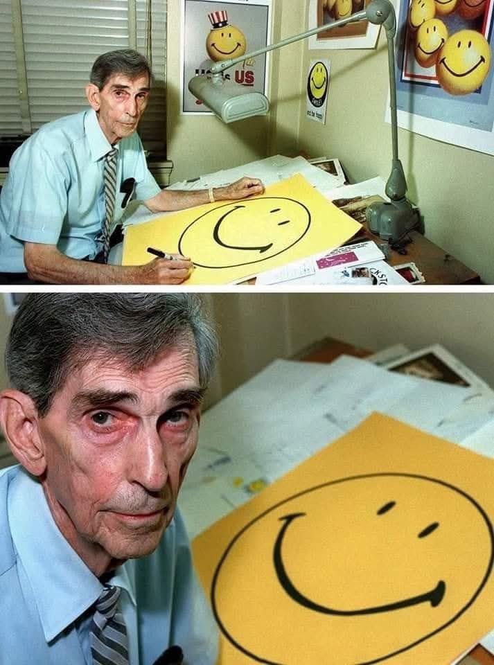 modernhistory's tweet image. Harvey Ross Ball, a graphic designer from Worcester, Massachusetts, is credited with inventing the iconic smiley face in 1963.