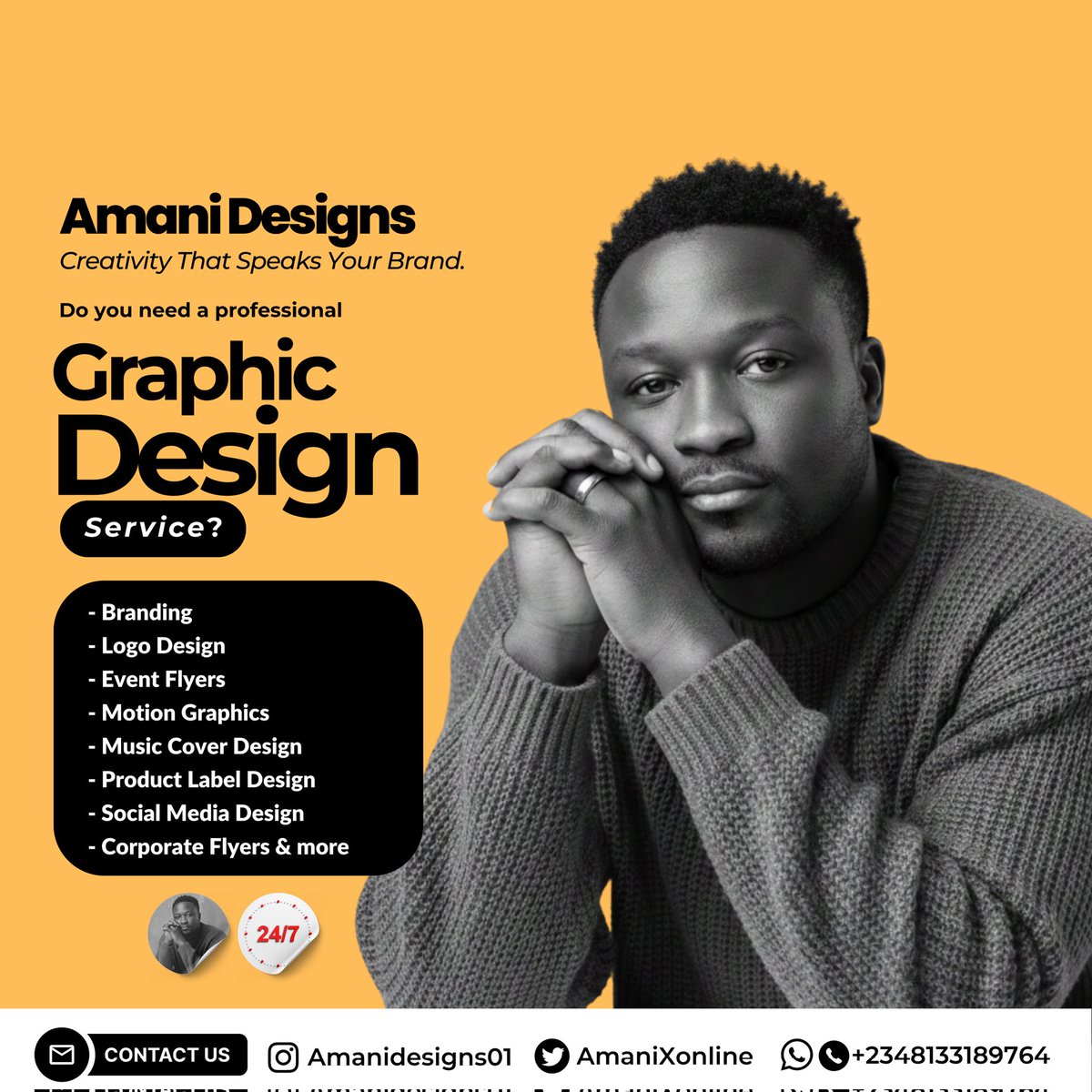 AmaniXonline's tweet image. 🚀 Creativity that speaks your brand!
I help businesses and creators bring their ideas to life through powerful visuals from branding and logos to social media and event designs.
🎨 Let’s make your brand stand out.
#GraphicDesign #Branding #Creativity
📩 DM to get started