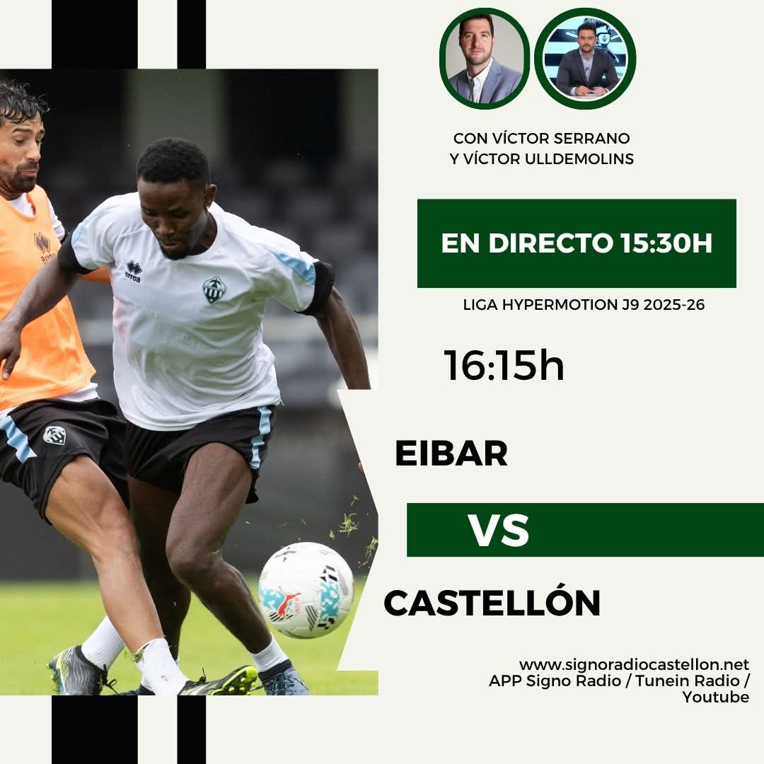 Signo Radio Castellón (@signocastellon) on Twitter photo 👉 A Ipurúa a seguir la dinámica positiva. Este domingo, la retransmisión en directo de la SD Eibar-CD Castellón
📻 Desde las 15:30h en web (signoradiocastellon.net/pagina/3163351…), APP y Youtube (youtube.com/live/UoY55rZ2V… )
🎙️ Con <a href="/victor_serrano9/">Víctor Serrano</a>, <a href="/victoruu_01/">Víctor Ulldemolins</a> y <a href="/mariooedo/">Mario Edo</a> 👉 A Ipurúa a seguir la dinámica positiva. Este domingo, la retransmisión en directo de la SD Eibar-CD Castellón
📻 Desde las 15:30h en web (signoradiocastellon.net/pagina/3163351…), APP y Youtube (youtube.com/live/UoY55rZ2V… )
🎙️ Con <a href="/victor_serrano9/">Víctor Serrano</a>, <a href="/victoruu_01/">Víctor Ulldemolins</a> y <a href="/mariooedo/">Mario Edo</a>