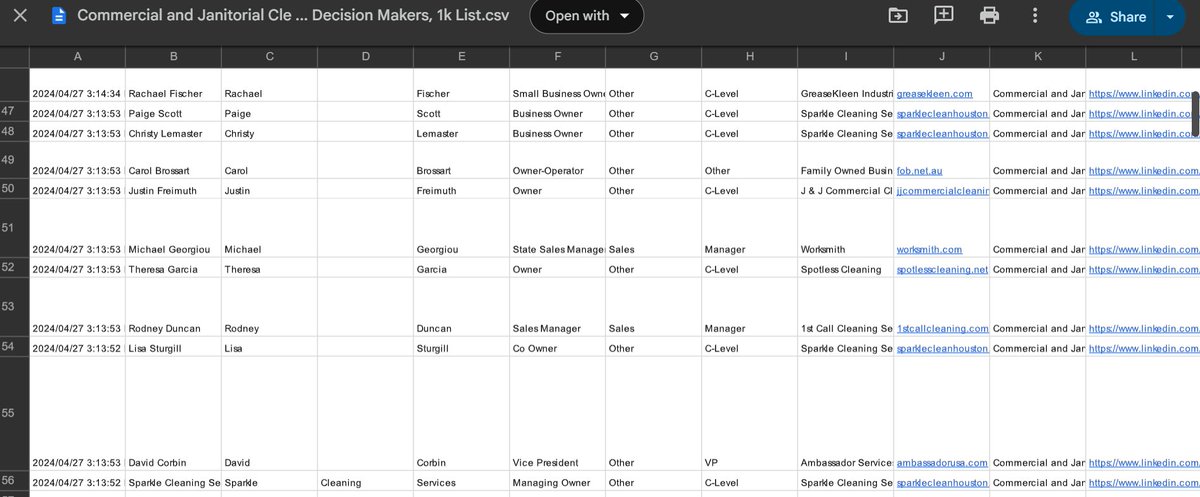 Just wrapped up a FRESH LEAD LIST of COMMERCIAL &amp; JANITORIAL CLEANING Decision Makers in Texas.

Includes emails, direct numbers, LinkedIn &amp; X profiles.
(all cleaned, organized, and ready for outreach)

Want access?

Comment “939” + Like + Repost and I’ll DM it to you directly.