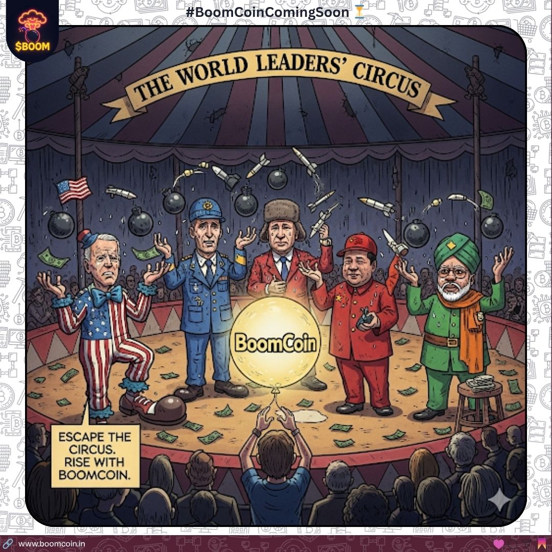 Boomcoindotin's tweet photo. 🎪 The world stage is a circus — leaders juggle chaos while people pay the price.
💡 Escape the circus. Rise with BoomCoin.
#BoomCoinComingSoon #Crypto #DeFi #Blockchain #FinancialFreedom https://t.co/vM6zWJhrZc