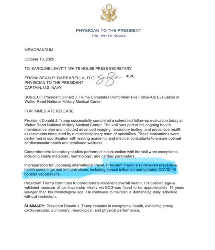 Trump puso a un ignorante antivacunas a dirigir su Ministerio de Salud y lo rodeó de payasos en la FDA y CDC que promueven la “inmunidad natural”, pero él mismo acaba de recibir un refuerzo de la vacuna para Covid y la vacuna anual para influenza.

Falta de integridad, lo llaman.