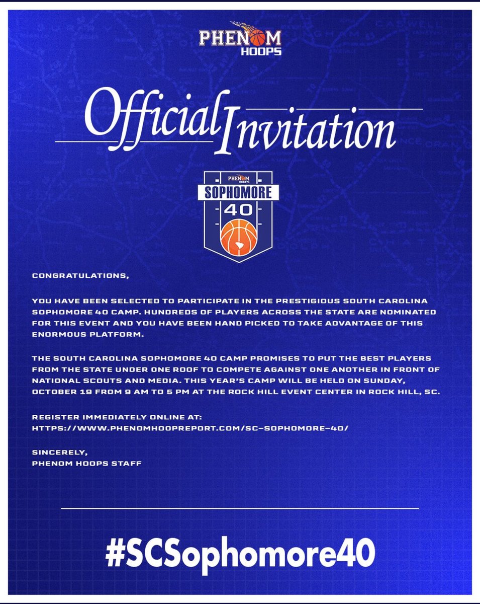 CheatcodeCJ's tweet image. I will be attending the Phenom Hoops SC Sophomore 40 camp.Thank you @Phenom_Hoops for the invite!
@RidgeViewHoops @TEAL_POPS @SavageHoopsSC @UStarsse @POBScout @colbylewis20