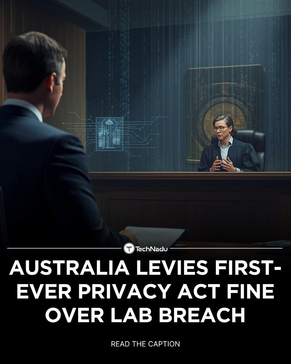 TechNadu's tweet image. ⚖️ Historic moment in #CyberSecurity - Australia just issued its first-ever Privacy Act fine.

🧩 Australian Clinical Labs fined AU$5.8M ($3.8M USD) after 223K patients’ data was stolen in a ransomware attack.

The court called it “extensive and significant.”

💬 Will this set a…