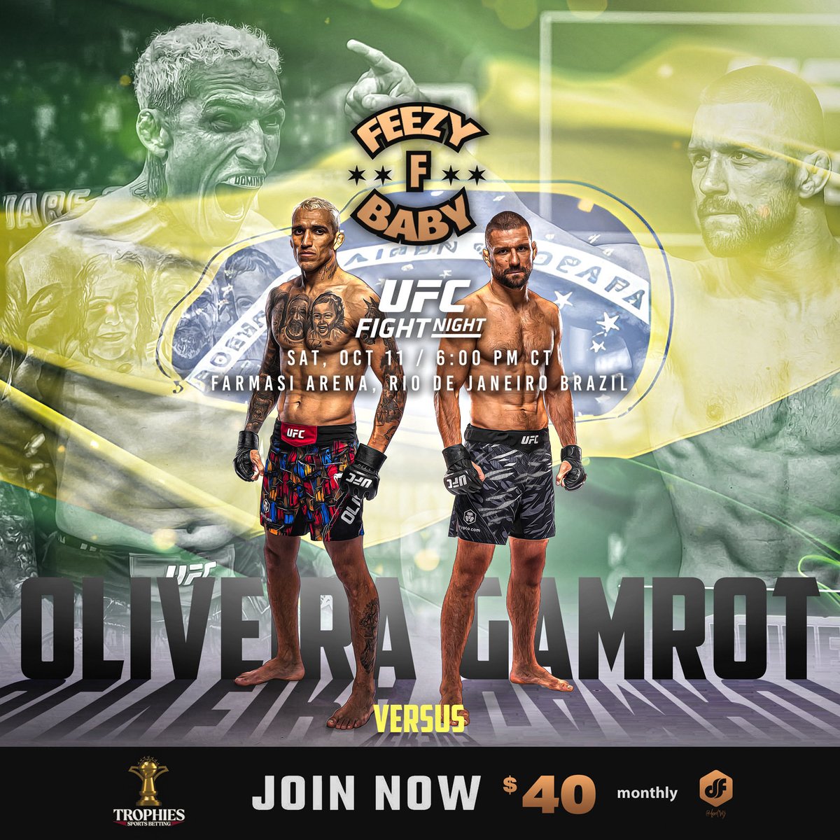 FeezyFbaby_'s tweet image. This issss BRAZILLLLLLL 🇧🇷 I’m loving the slate tonight 👊 

WANT MY FULL CARD? 

200 Likes 100 Retweets to UNLOCK 🔓 

 #UFCRio