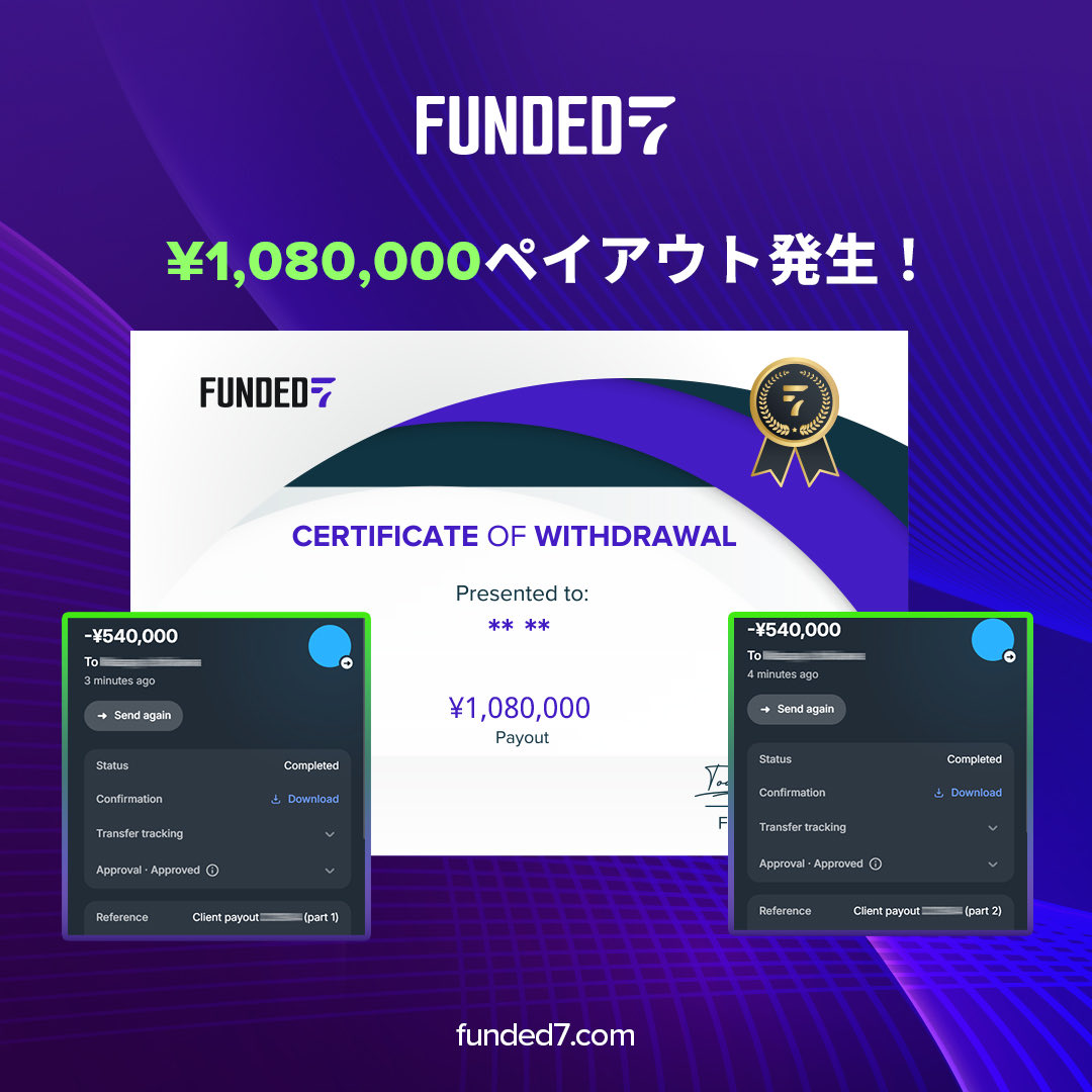 funded_7's tweet image. 5,930,000 JPY paid to our community in October!
19 traders rewarded in just 10 days.
Consistency pays, literally.
Funded7 = Fast &amp;amp; Transparent Payouts.