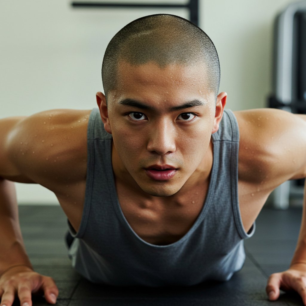 BozuingBozu's tweet image. 腕立てで…

♪let&apos;s get physical physical 

  #ImageFX #坊主男子