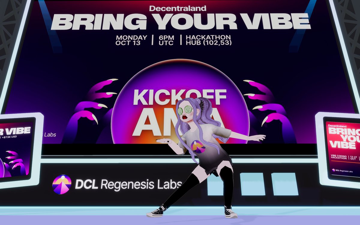 toxicwaifudcl's tweet image. Only 2 days left until we kick off the DCL Regenesis Labs Vibe Coding Hackathon!✨

In Monday’s AMA, we’ll dive into everything from themes and prizes to how to join via DoraHacks💻

Here’s what’s coming next week:

🎉 Kickoff AMA on Monday
🪐 Build in DCL Worlds Workshop on…