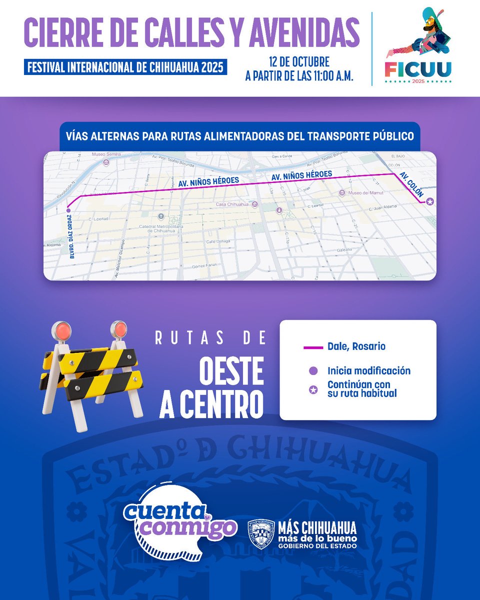 MarAlmeyda's tweet photo. Rutas por cierre de #ficuu por concierto de @AlejandroSanz @OTVChihuahua #Bowi👇🏻 #BuenosDías https://t.co/qJZfZxxCvK
