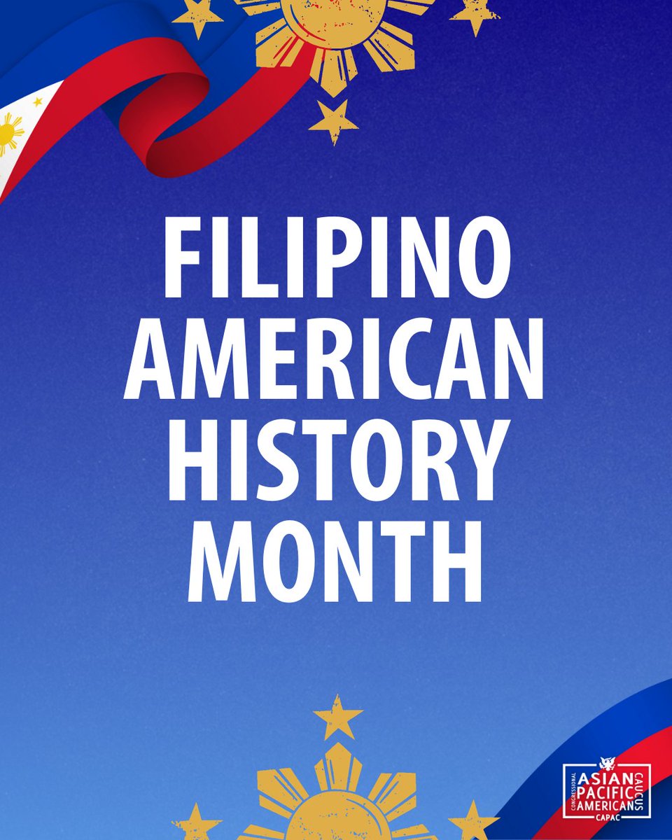 CAPAC's tweet image. October is Filipino American History Month, marking the first recorded arrival of Filipinos to the U.S. in 1587.

This month, we recognize the generations of Filipino Americans whose hard work, resilience, and contributions are woven into the fabric of our nation.