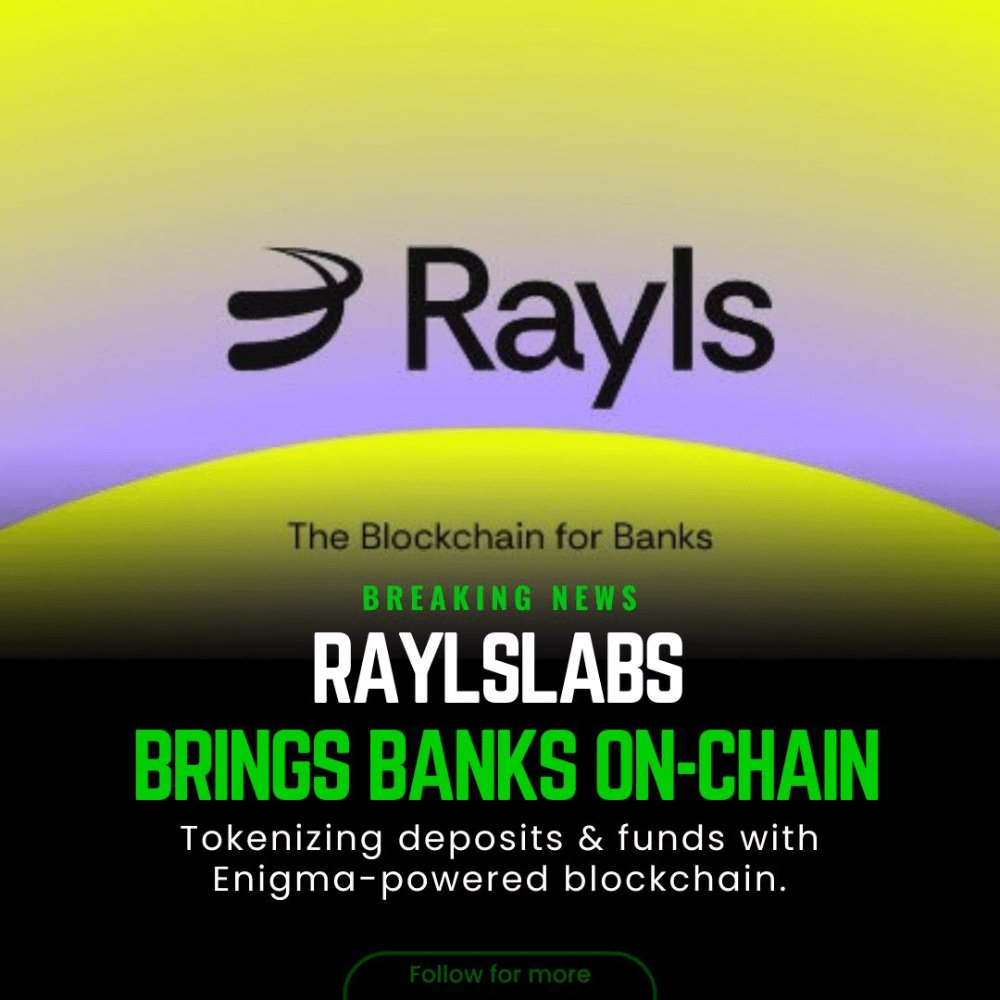 CNCSignalGlobal's tweet image. ⚡️ Banks on-chain: @𝗥𝗮𝘆𝗹𝘀𝗟𝗮𝗯𝘀 is tokenizing deposits & funds privately — then distributing them on its 𝗘𝗻𝗶𝗴𝗺𝗮-𝗽𝗼𝘄𝗲𝗿𝗲𝗱 𝗽𝘂𝗯𝗹𝗶𝗰 𝗰𝗵𝗮𝗶𝗻.
The future of finance is building now. 🔥
#Crypto #Blockchain #Tokenization #DeFi #TradFi #CryptoNews