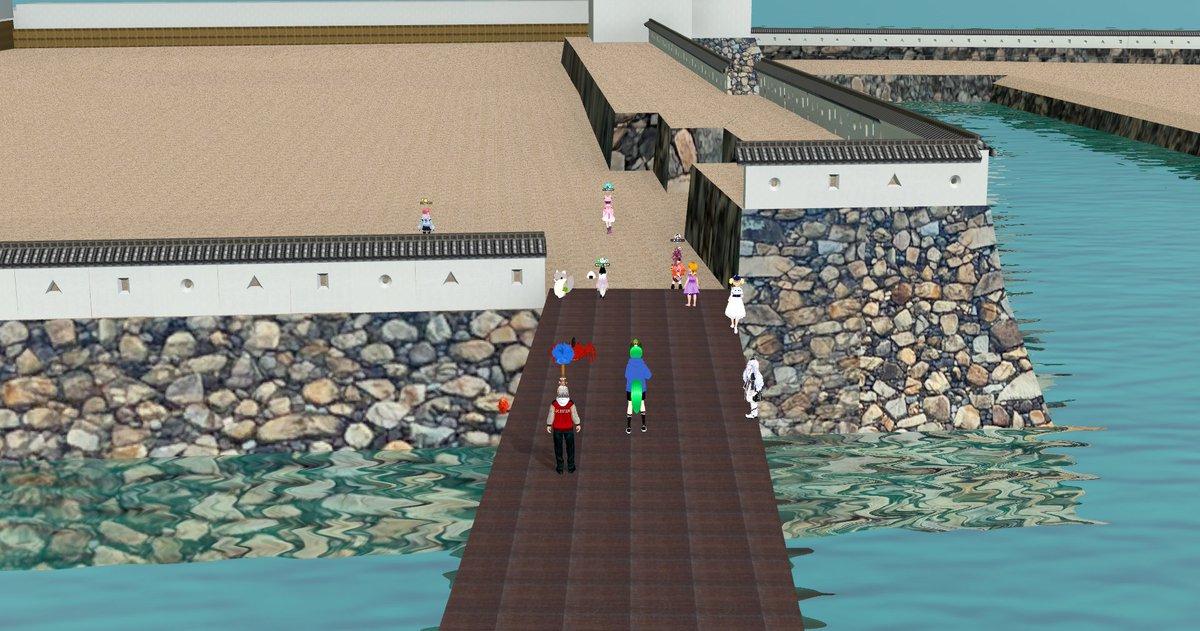 YUME_DRE_am's tweet image. 高松城の中の橋を渡る皆  #cluster #ご当地ゆたか祭り
cluster.mu/e/2a66bc98-94f…