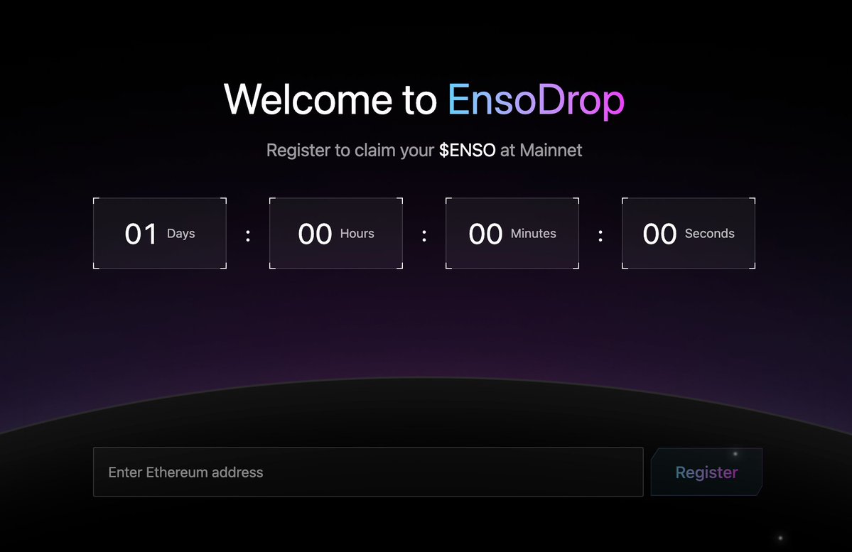 EnsoBuild's tweet image. Pre-registration for the $ENSO launch closes in 24 hours.

drop.enso.build