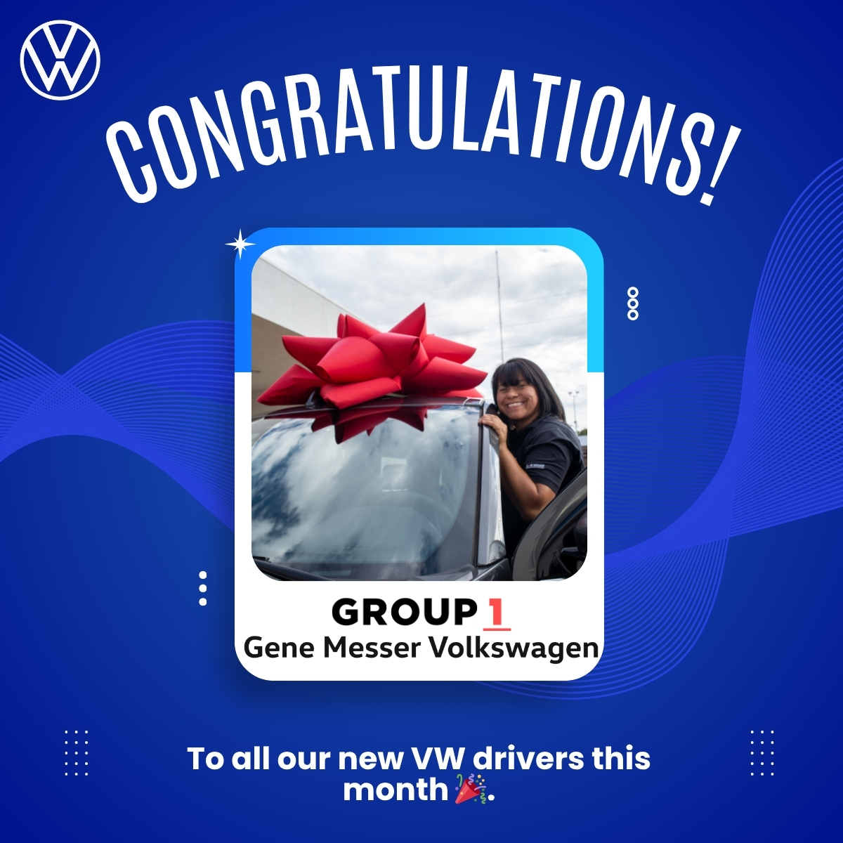 GP1VWHubCity's tweet image. Congratulations to all our new VW drivers this month 🎉.

#Group1VolkswagenLubbock #DriveLocal