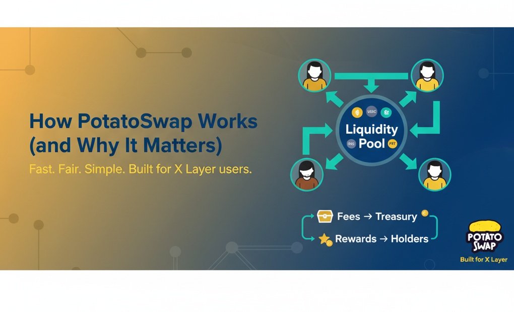 Uthmankhan0's tweet image. How @PotatoSwap_Fi Works (and Why It Matters)...

Let’s break it down simply.
@PotatoSwap_Fi is like that friend who never keeps you waiting, like a high-performance DEX where you can swap tokens instantly without needing permission or paperwork.

At its core, it runs on an…