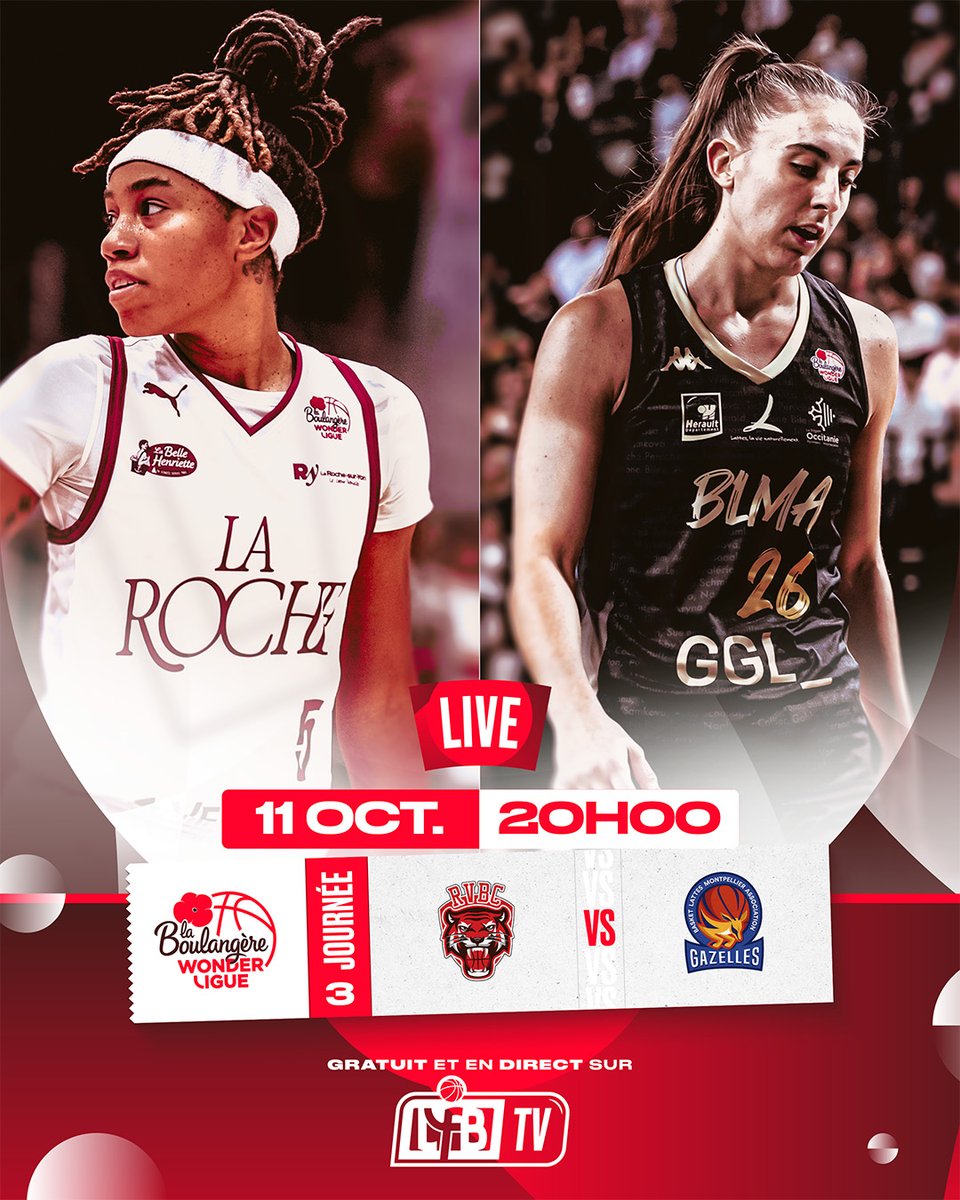 <a href="/FlammesCarolo/">Flammes Carolo</a> <a href="/BourgesBasket/">Tango Bourges Basket</a> <a href="/ufab49/">UFAB 49</a> Tigresses contre Gazelles, <a href="/larochevendee/">La Roche Vendée Basket Club</a> recevra le <a href="/BasketLMA/">BLMA</a> pour tenter d'ouvrir son compteur tandis que les joueuses de Valéry Demory voudront confirmer leur bon début de saison aux Oudairies.

📺 À suivre en direct sur notre chaîne YouTube, LFB TV.

#BasketLFB x