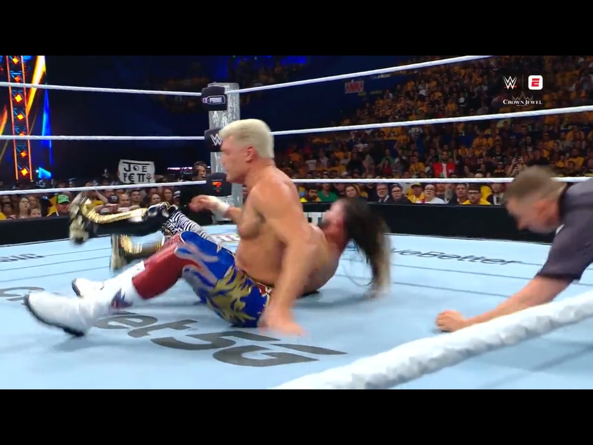 WWENasim's tweet image. ROLLINS KICKS OUT
#CrownJewel