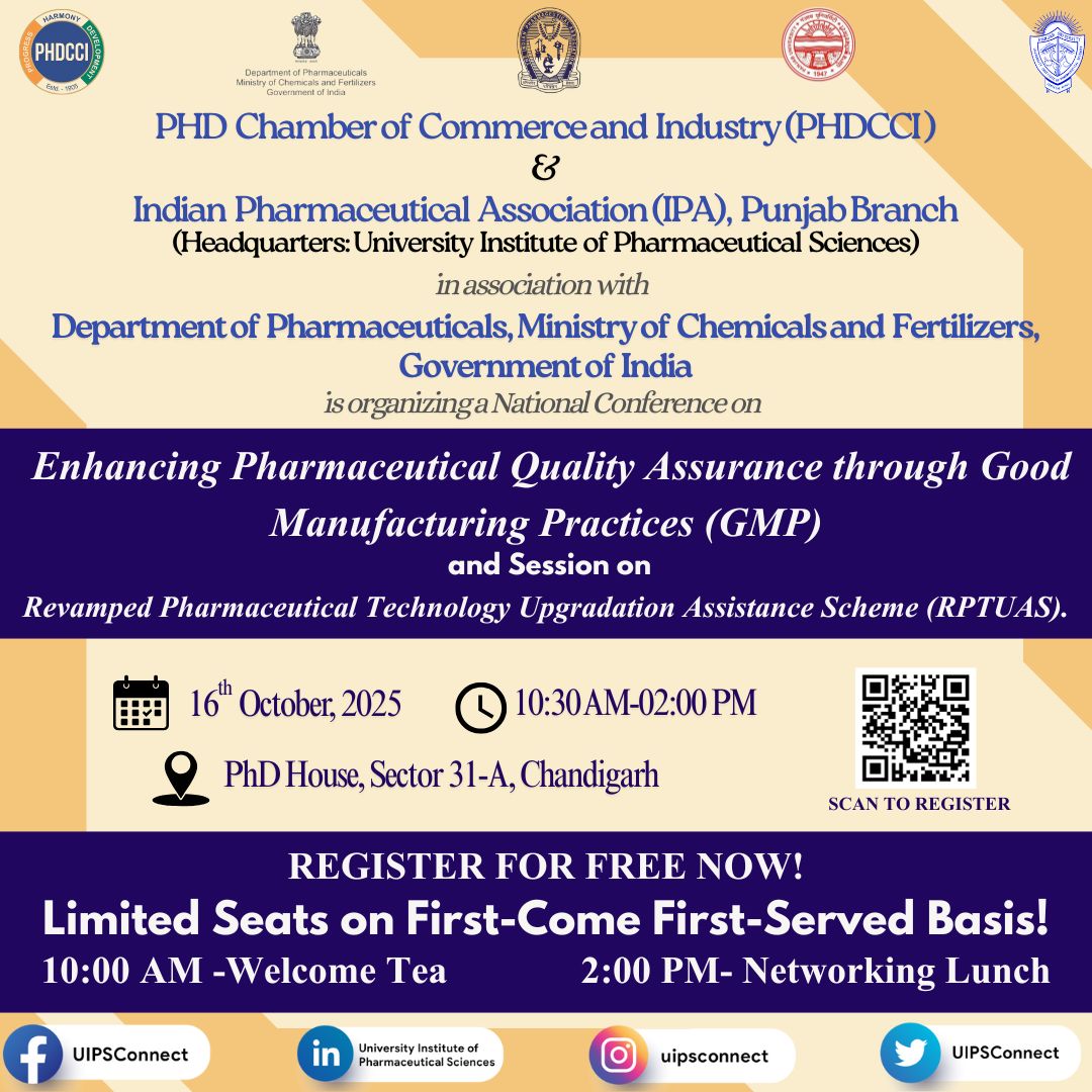 UIPSconnect's tweet image. #uips #panjabuniversitychandigarh
#ipa
#departmentofpharmaceuticals
#ministryofchemicalfertilizers
#phdcci
#goi
#gmp #qualityassurance #conference
#nationalconference #rptuas
#pharmaceuticalsciences
#pharmaceuticaltechnology