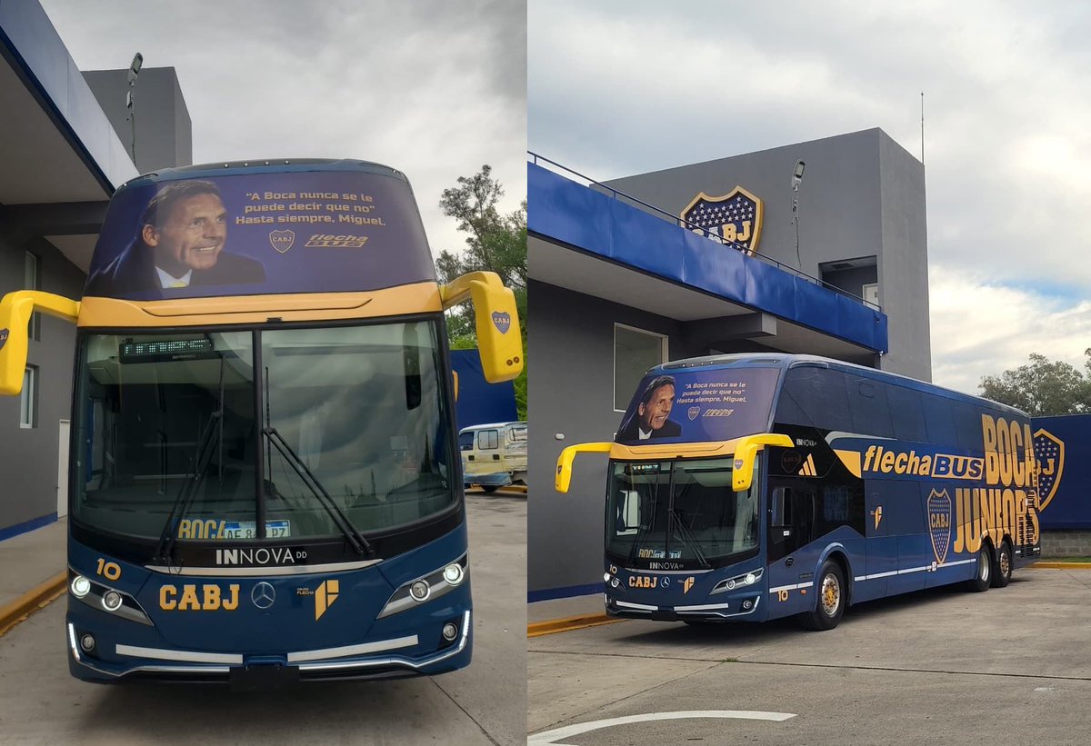 🚌El micro del plantel profesional, ploteado con la imagen de MIGUEL ÁNGEL RUSSO y una de sus frases que queda en la historia:

"A BOCA, NUNCA SE LE PUEDE DECIR QUE NO".
💙💛💙

📸 <a href="/Tato_Aguilera/">Leandro Aguilera</a>