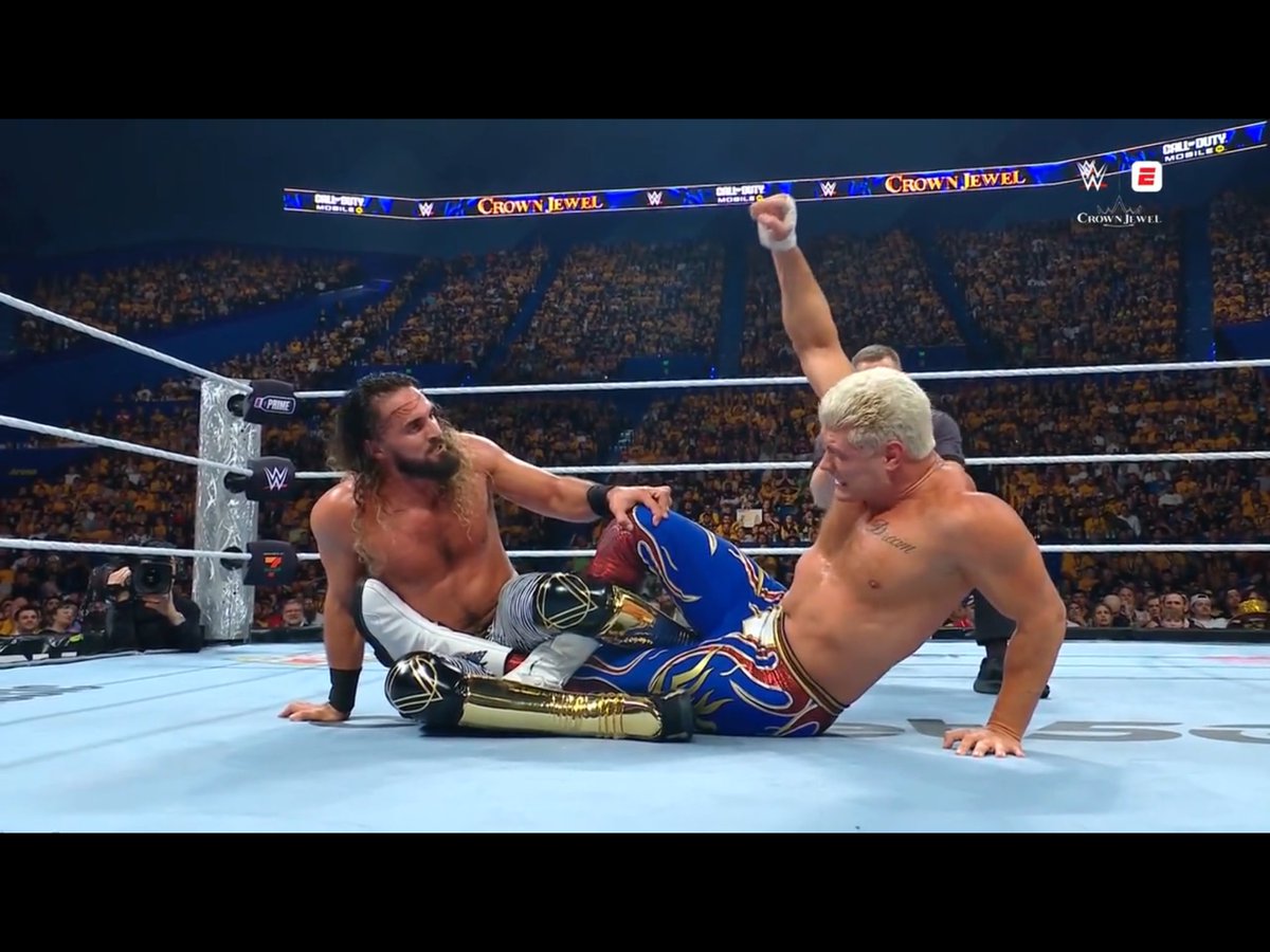 WWENasim's tweet image. “I’ll beat your ass, son, just like Flair beat your daddy’s ass.” - Seth Rollins
#CrownJewel