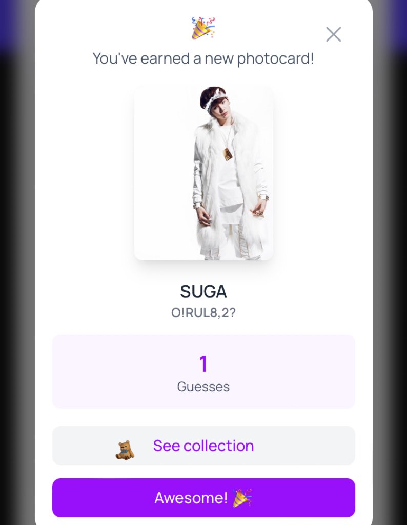 goeskthh's tweet image. MORADAS NUEVO DÍA DE BTS HEARDLE! Vayan a jugar y compartan sus resultados💜
— ¿Qué photocard obtuvieron hoy? 👀🔥
🖇️b-cd.app/heardle