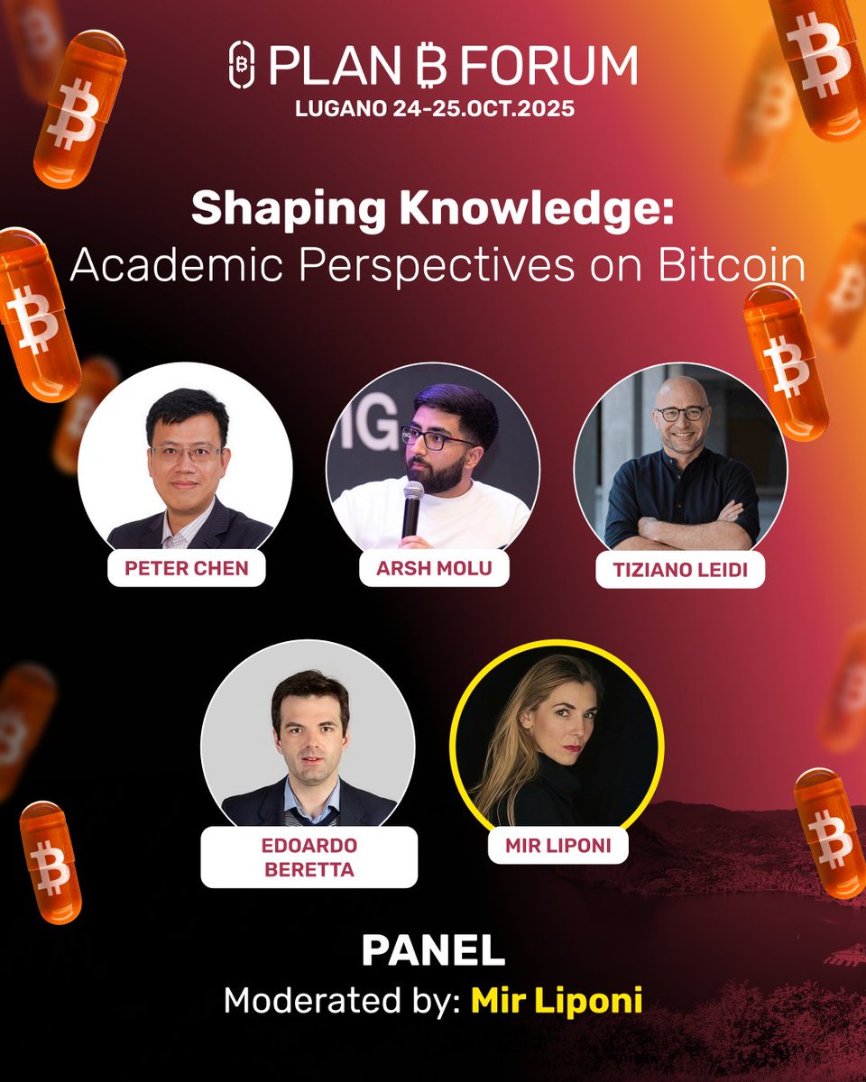 Lugano Plan ₿ (@luganoplanb) on Twitter photo Bitcoin started as code, then became money, and now it’s entering classrooms and journals.
When ideas shape economies, academics step in to test, question, and explain.
This October in Lugano <a href="/petertomato298/">petertomato298</a>, <a href="/arshmolu/">Arsh Molu</a>, Tiziano Leidi, and Edoardo Beretta join moderator <a href="/mir_btc/">🍕 ⚡ MIR 💀 🤌</a> Bitcoin started as code, then became money, and now it’s entering classrooms and journals.
When ideas shape economies, academics step in to test, question, and explain.
This October in Lugano <a href="/petertomato298/">petertomato298</a>, <a href="/arshmolu/">Arsh Molu</a>, Tiziano Leidi, and Edoardo Beretta join moderator <a href="/mir_btc/">🍕 ⚡ MIR 💀 🤌</a>