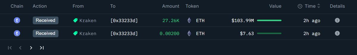 从 Kraken 向第二个钱包的 ETH 提取