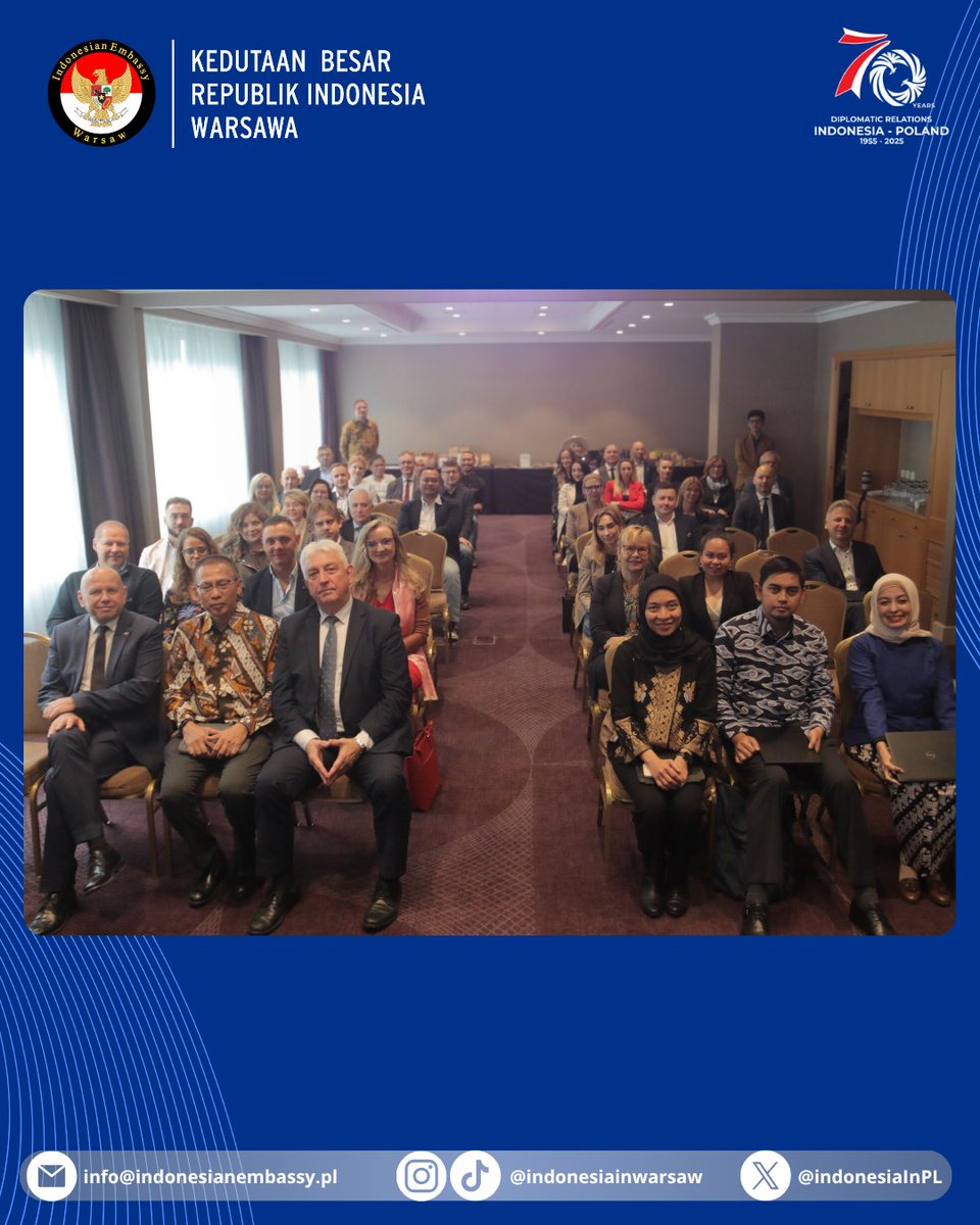 IndonesiaInPL's tweet image. Merayakan 70 tahun hubungan diplomatik Indonesia-Polandia, KBRI Warsawa menggelar Business Forum “Archipelago Wonders” untuk dorong ekspor, investasi, dan inovasi! Peluang besar terbuka di pasar Eropa. #IndonesiaPolandia #Investasi #Inovasi

Świętując 70 lat stosunków…