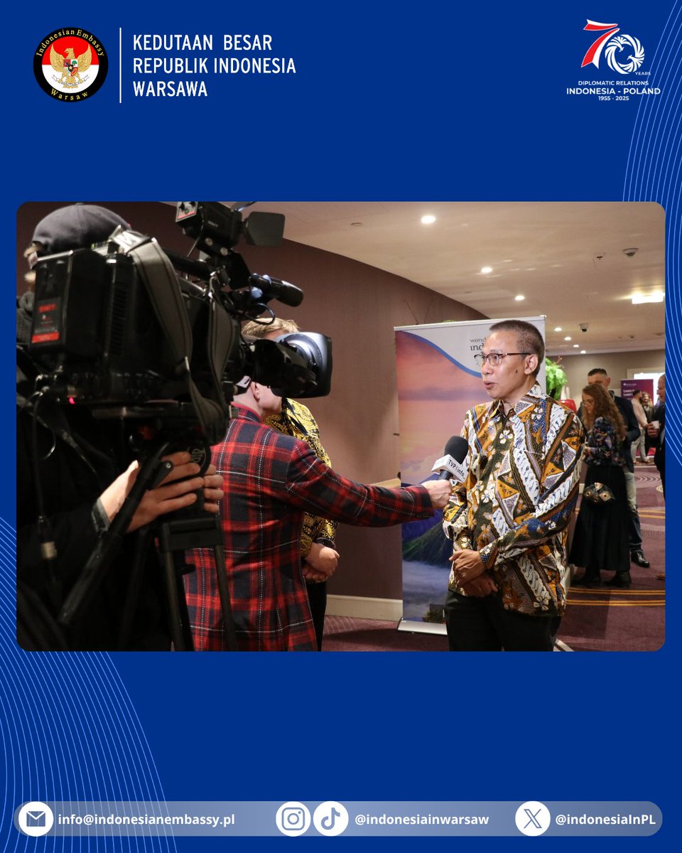IndonesiaInPL's tweet image. Merayakan 70 tahun hubungan diplomatik Indonesia-Polandia, KBRI Warsawa menggelar Business Forum “Archipelago Wonders” untuk dorong ekspor, investasi, dan inovasi! Peluang besar terbuka di pasar Eropa. #IndonesiaPolandia #Investasi #Inovasi

Świętując 70 lat stosunków…
