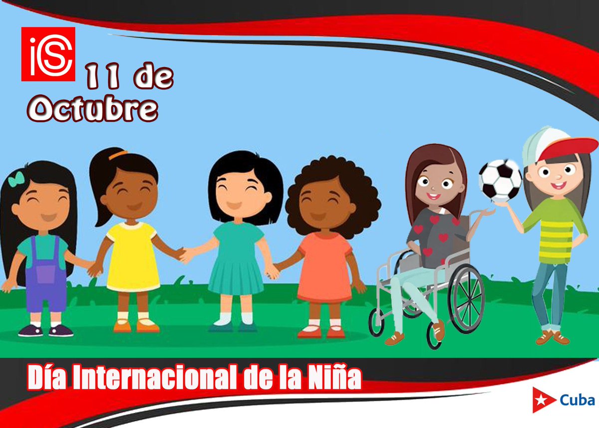👧🏻👧🏽El 11/10 es el Día Internacional de la Niña, una fecha proclamada por la <a href="/ONU_es/">Naciones Unidas</a> en 2012 con el objetivo de dar apoyo a todas las niñas del mundo en defensa de sus derechos, así como concientizar a la población sobre los desafíos que enfrentan solo por su género.

<a href="/UNICEFCuba/">UNICEF Cuba</a>