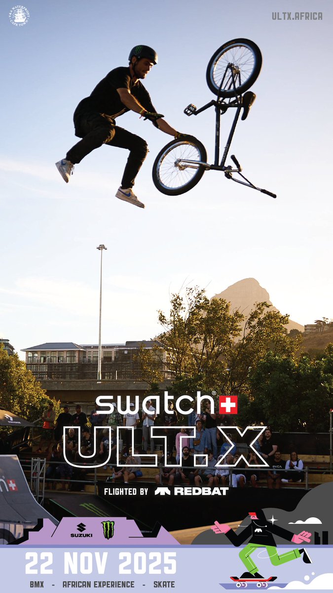 An eXperience like no other in Action Sport <a href="/Swatch/">Swatch</a> ULT.X 2025 Flighted by Redbat 

the best in BMX &amp; SKATE - Hosted by OSP Events Happening <a href="/VandAWaterfront/">vandawaterfront</a>  Battery Park - CPT