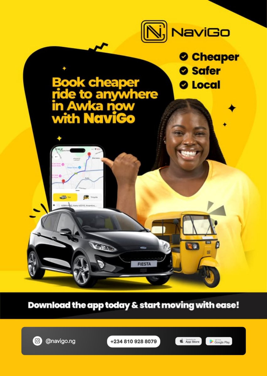 anatomistobaa's tweet photo. No more “babe send me transport” in Awka 😂
With Navigo, just order and pay for her ride from your phone car or Keke go pick her straight up!
Download here 👉 https://t.co/eHPpEtzHes

#Navigo #RideEasy #Awka https://t.co/oODN1f7IDT