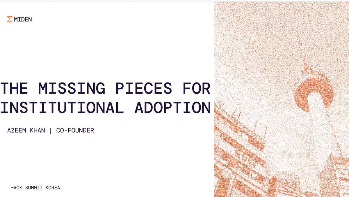 One of Miden’s core focuses has been using our compliant, private, and scalable blockchain to enable institutional adoption.

Over the past few months, I’ve had conversations with executives across top asset managers, liquid funds, market makers, banks, and Web2 fintechs. I even