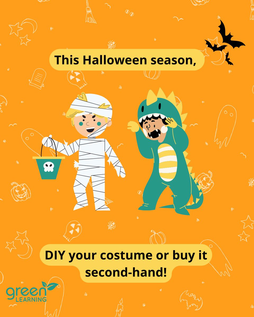 GreenLearning's tweet image. It's Halloween season! When buying a costume this year, think about what you can do to make your costume sustainable whether it be making it yourself or getting it second hand!