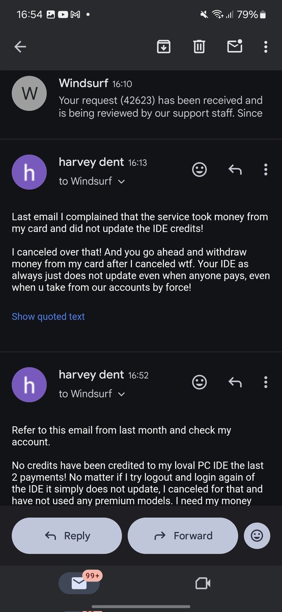 zerobyte0x00's tweet image. Fighting different battles, @windsurf rugging IDE credits. Emails 1 month apart, woke up to another subscription rug 🤕🤕🫡

AI-less for a month and I still get rugged