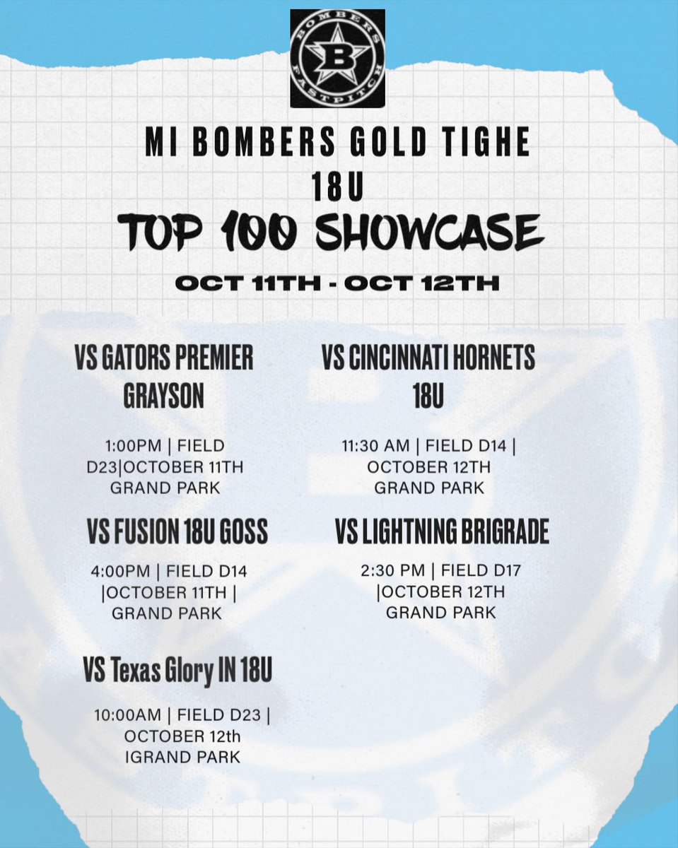 🚨 Updated Schedule 🚨 

Follow us on GameChanger @ 
MI Bombers Gold Tighe 18U
<a href="/Coach2K_OSU/">Kirin Kumar</a> <a href="/marleewilson/">Marlee Wilson</a> <a href="/CoachStanton/">Shonda Stanton</a> <a href="/IndWesSoftball/">IWU Softball</a> <a href="/IUSBsoftball/">IUSBsoftball</a> <a href="/MarianKnightsSB/">Marian Softball</a> <a href="/MiamiOH_SB/">Miami Softball</a> <a href="/USISOFTBALL/">USI SOFTBALL</a> <a href="/ValpoSoftball/">Valpo Softball</a> <a href="/jess_bracamonte/">Jessica Bracamonte</a> <a href="/kayla_noch/">Kayla Noch</a> <a href="/ShoMcDonald/">Sharonda McDonald</a> <a href="/CoachWallace29/">Mike Wallace</a> <a href="/CoachD_TUSB/">Don Danklefsen</a>