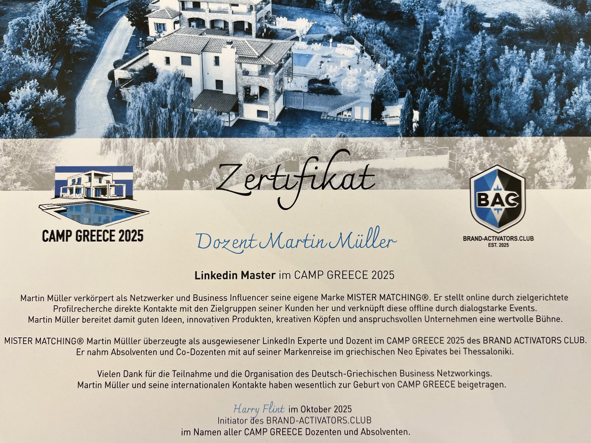 Herzlichen Dank #CampGreece #Dozent #LinkedIn #Unternehmertreff