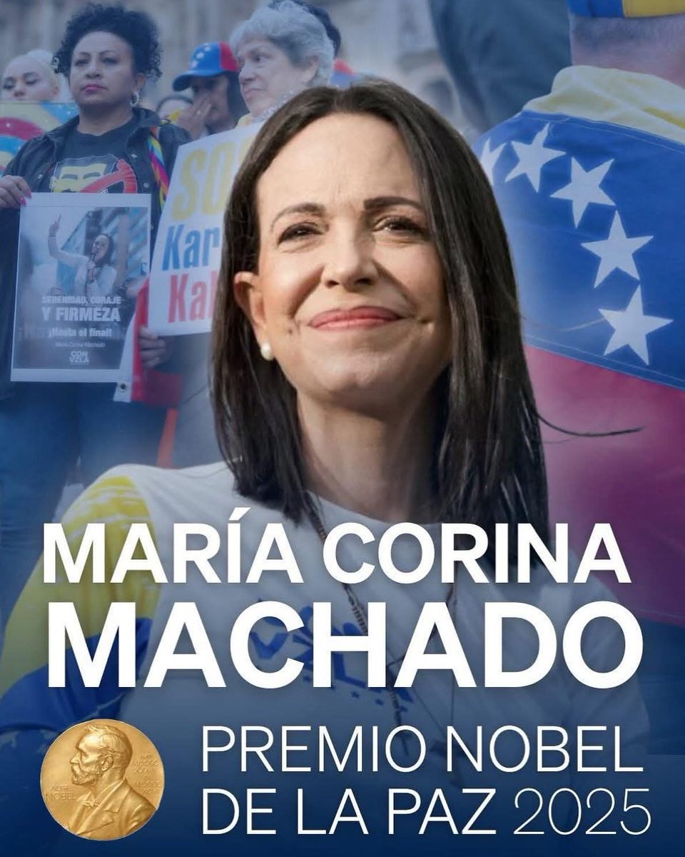 El Nobel de la Paz 2025 simboliza algo más que una mera decisión. Es un mensaje para todo el mundo. La #paz como el reflejo democrático y un escudo contra la tiranía.
Enhorabuena María Corina Machado! #PremioNobelDeLaPaz2025