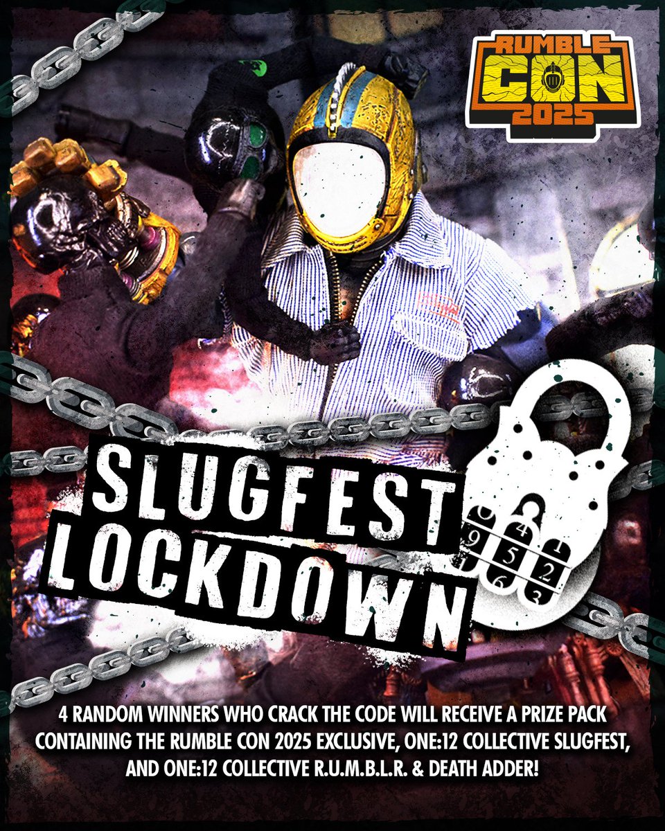 mezcotoyz's tweet photo. 🔐 First game of #RumbleCon! Crack Slugfest’s Lockup at https://t.co/ij4go9yYJx Like, comment 🔨 &amp; share to story for another entry! https://t.co/PSBH1LTMqY