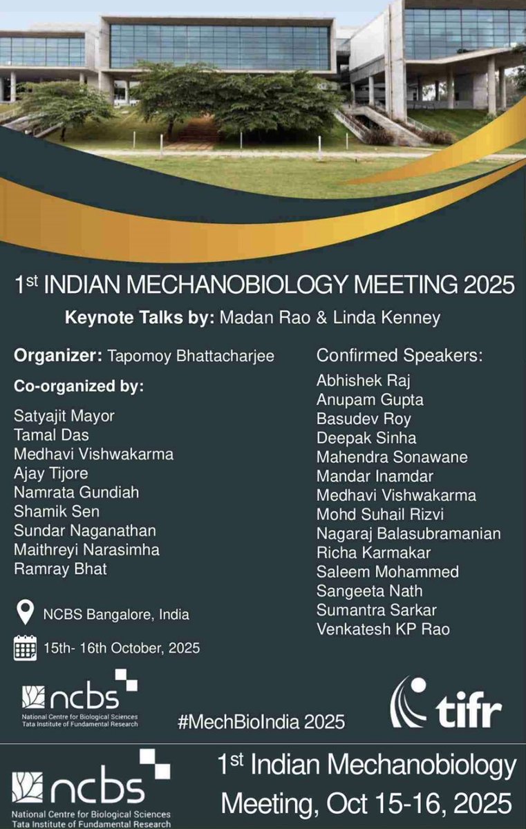 Looking forward to the same in the upcoming week.  Its great to have a Mechanobiology meeting going that will bring labs together interested in the same regularly. #MechBioIndia2025 @NCBS