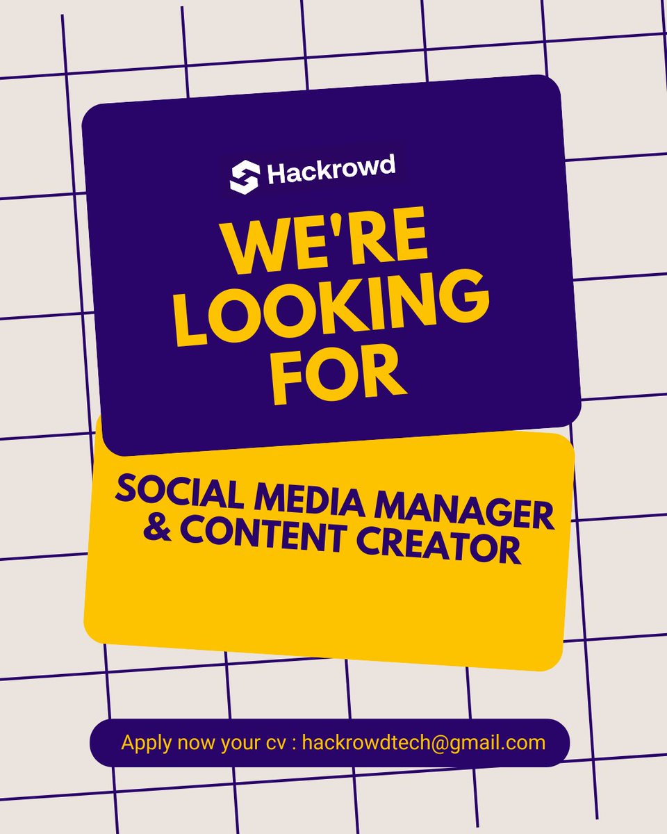hackrowd's tweet image. We’re hiring a Social Media Manager &amp;amp; Content Creator.
If you love creating, designing, and growing brands online — let’s talk.
Send your portfolio or past work.

Application Deadline: Monday 13th October 2025

@MeetJMB @ireteeh @seyithemie