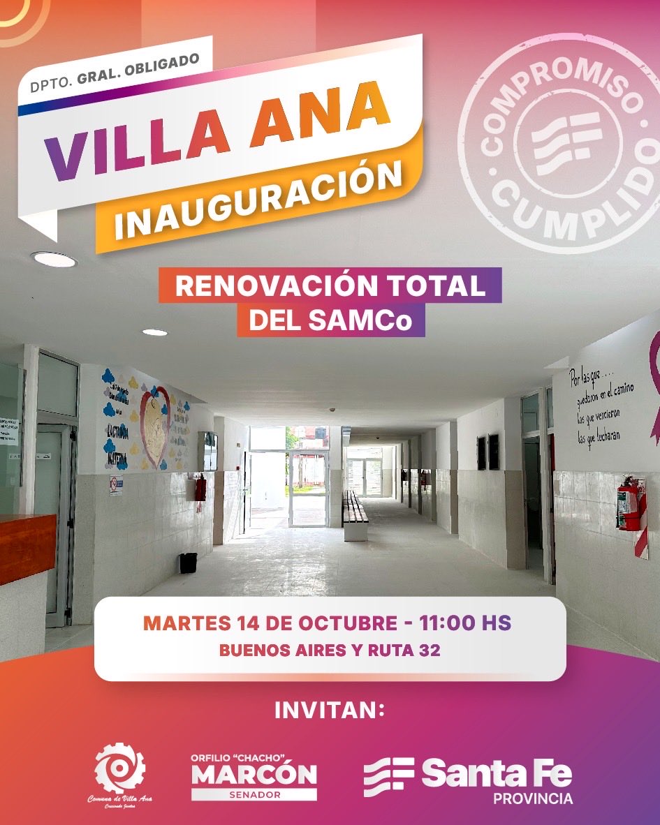 lisandroenrico's tweet photo. Con el Gobernador @MaxiPullaro y la Vice @GiScaglia, seguimos cumpliendo con los compromisos asumidos. 

Este martes 14 de octubre se vienen inauguraciones en el Dpto. Gral. Obligado.

Reconquista. Entrega de 34 nuevas viviendas.

Avellaneda. Nuevo acceso a Moussy.

Villa Ana. Renovación total del SAMCo.

Ruta 32. Nueva pavimentación tramo Villa Ana - Tres Bocas.

Villa Ocampo. Inauguración de 15 nuevas viviendas.