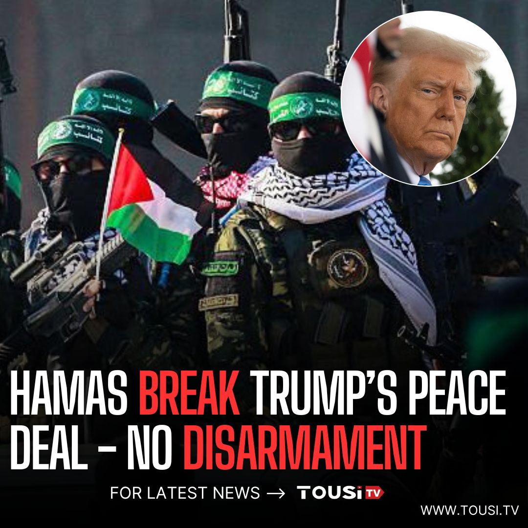 TousiTVOfficial's tweet image. 🚨 BREAKING: Hamas break Trump’s peace deal - no disarmament

Full report in replies 👇